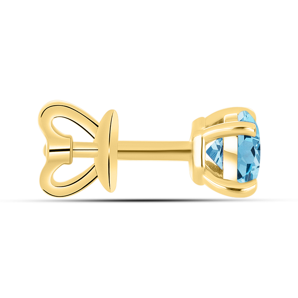 BUY 14K GOLD WITH AQUAMARINE GEMSTONE SINGLE STONE EARRING